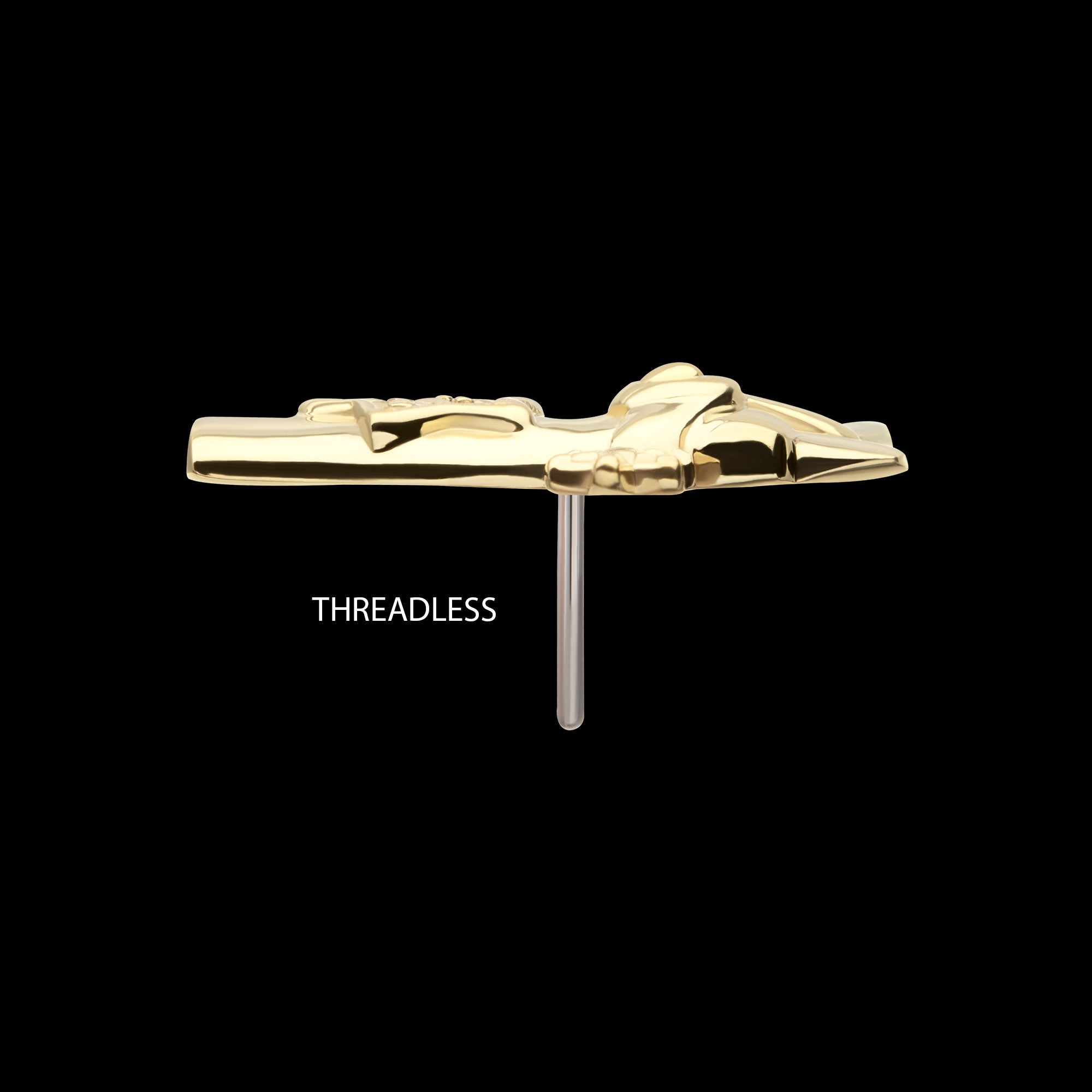 Cowboy Boot with Inlayed Pave Gem Star Flatback Stud Earring / Nosering - Gem in 14Kt Yellow Gold