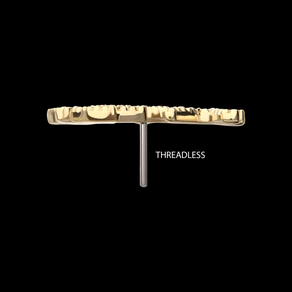 Milgrain Edge Gallopping Horse with Pave Gem Flatback Stud Earring / Nosering - Gem in 14Kt Yellow Gold
