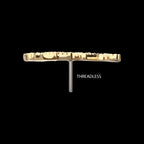 Milgrain Edge Gallopping Horse with Pave Gem Flatback Stud Earring / Nosering - Gem in 14Kt Yellow Gold