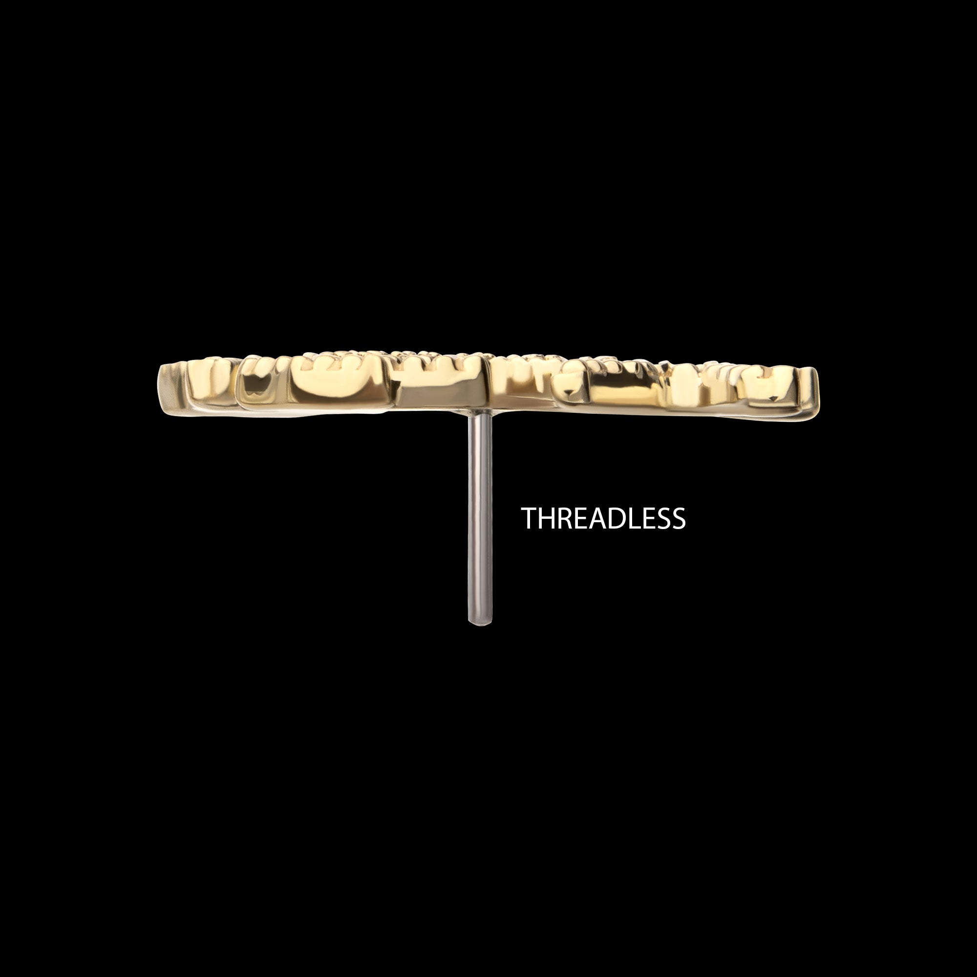 Milgrain Edge Gallopping Horse with Pave Gem Flatback Stud Earring / Nosering - Gem in 14Kt Yellow Gold