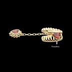 Prong Set Heart Gem Rib Cage with Spike Heart Dangle Flatback Stud Earring / Nosering - Gem in 14Kt Yellow Gold