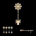Spiderweb with Prong Set Gem/Opal Spider Dangle Flatback Stud Earring / Nosering - Opal in 14Kt Gold