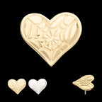 Heart with Carved Spiderweb Flatback Stud Earring / Nosering - 14Kt Gold
