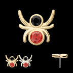 Spider with Double Bezel Gem Flatback Stud Earring / Nosering - Gem in 14Kt Gold