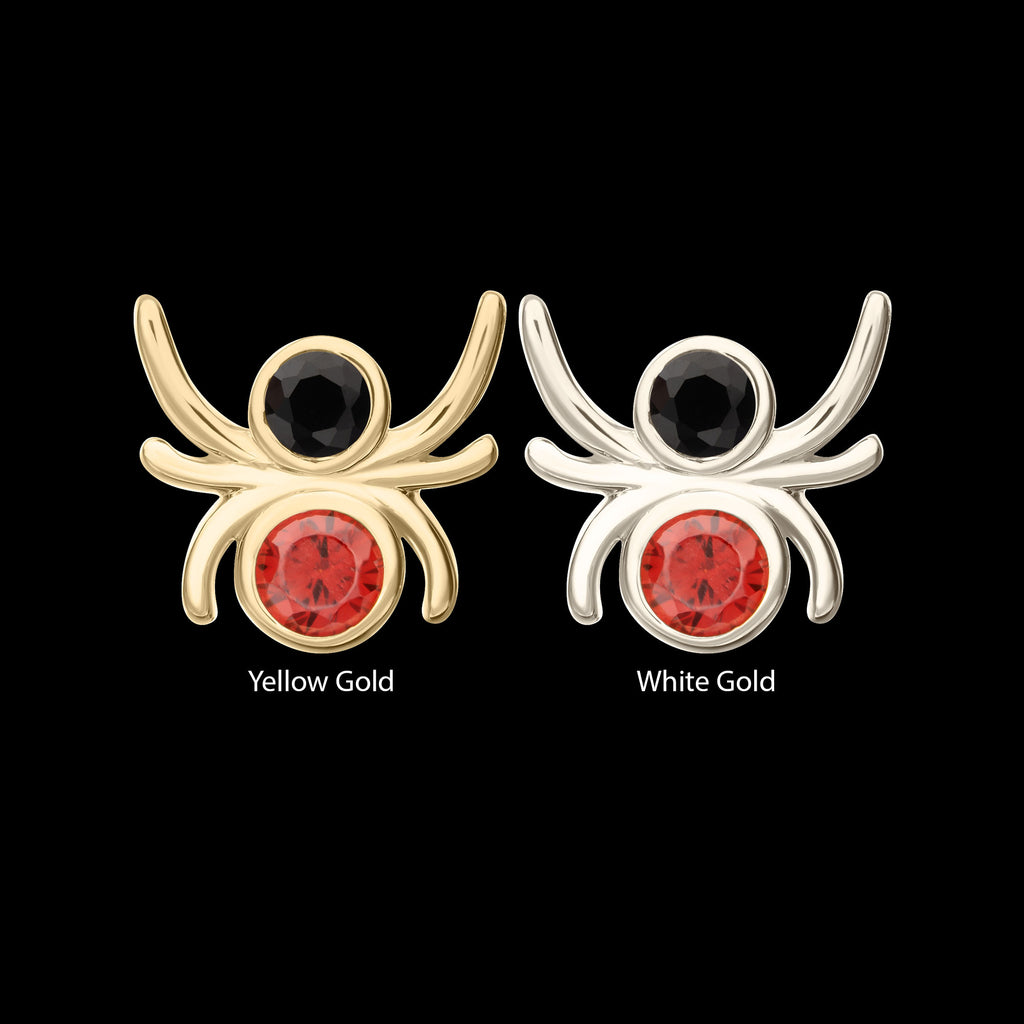Spider with Double Bezel Gem Flatback Stud Earring / Nosering - Gem in 14Kt Gold