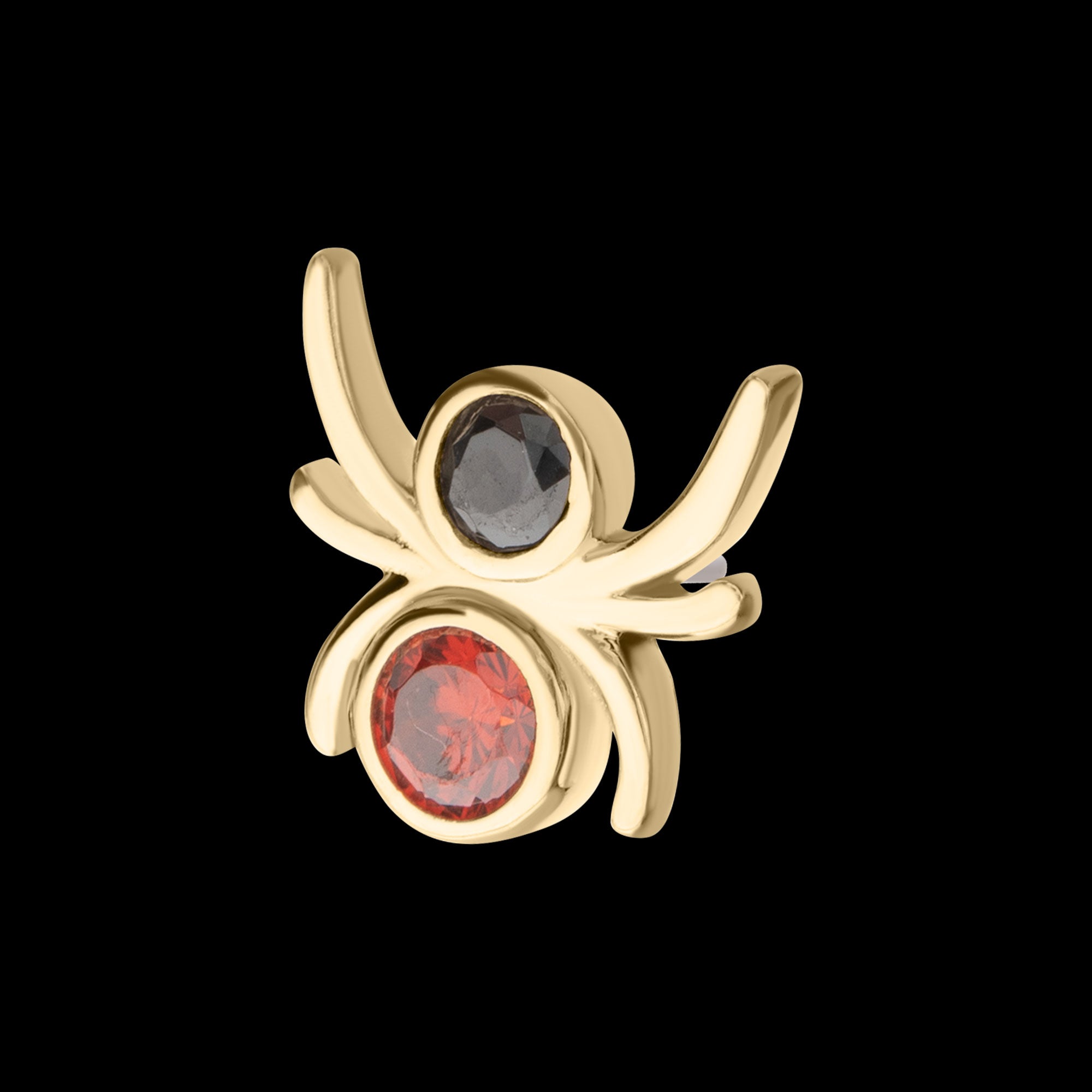 Spider with Double Bezel Gem Flatback Stud Earring / Nosering - Gem in 14Kt Gold