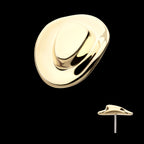 2D Molded Cowboy Hat Flatback Stud Earring / Nosering - 14Kt Yellow Gold