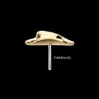 2D Molded Cowboy Hat Flatback Stud Earring / Nosering - 14Kt Yellow Gold