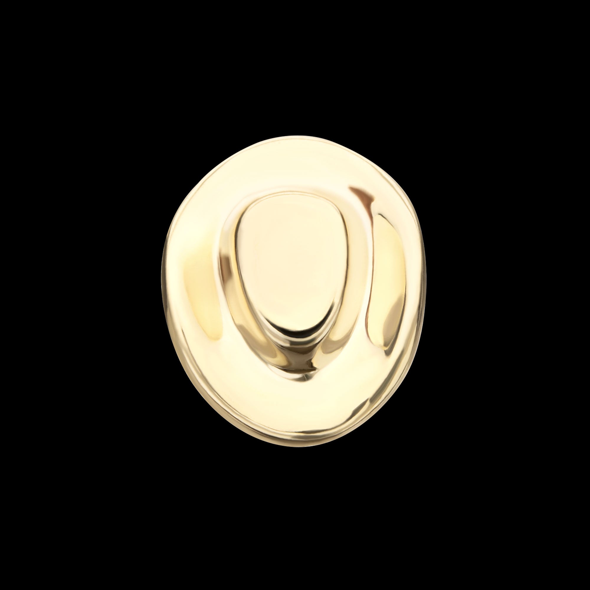 2D Molded Cowboy Hat Flatback Stud Earring / Nosering - 14Kt Yellow Gold