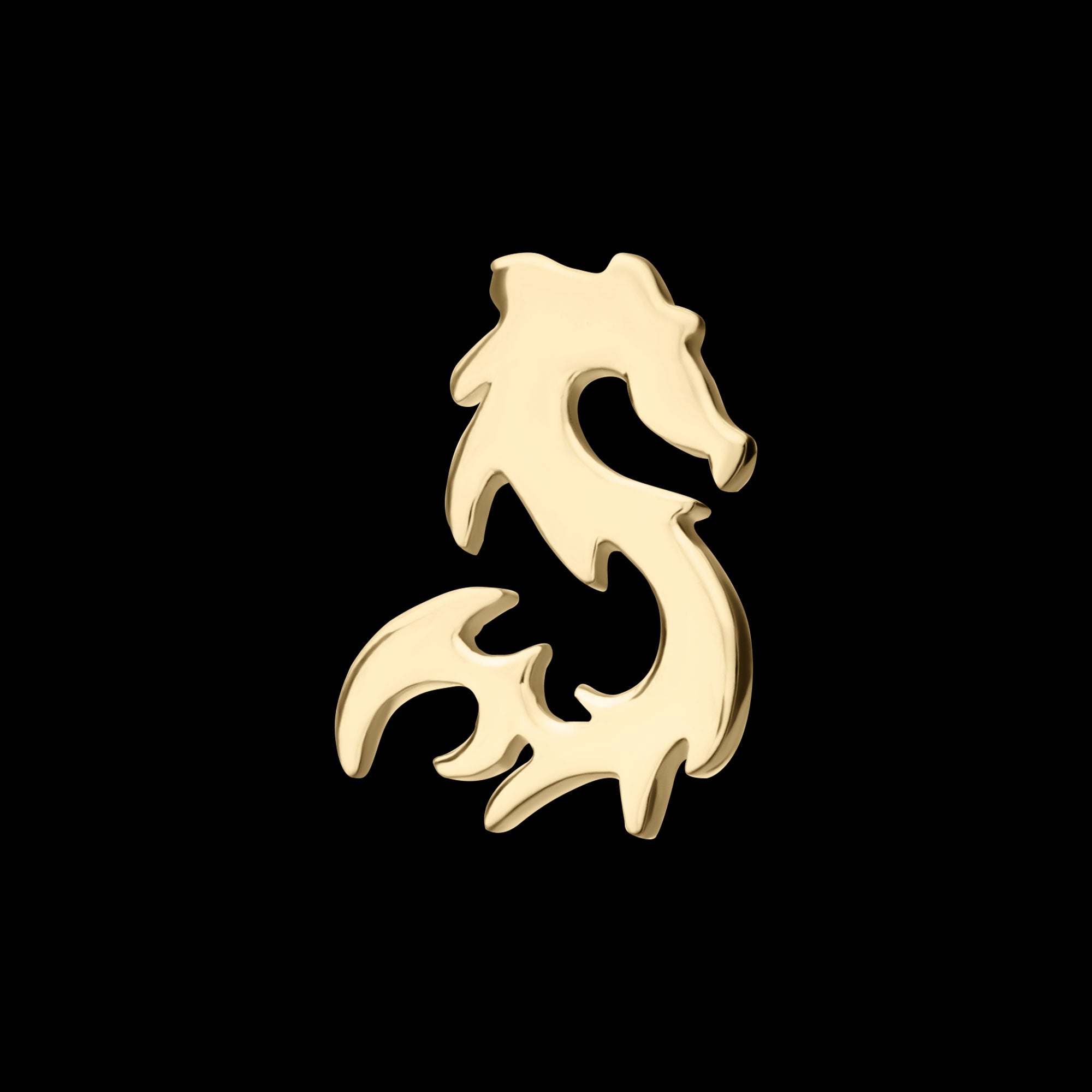 Eastern Dragon Flatback Stud Earring / Nosering - 14Kt Yellow Gold