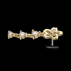 Cut Out Cherry Blossom Flower with Triple Prong Set Gem Dangle Flatback Stud Earring / Nosering - Gem in 14Kt Yellow Gold