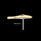 2D Shark Flatback Stud Earring / Nosering - 14Kt Yellow Gold