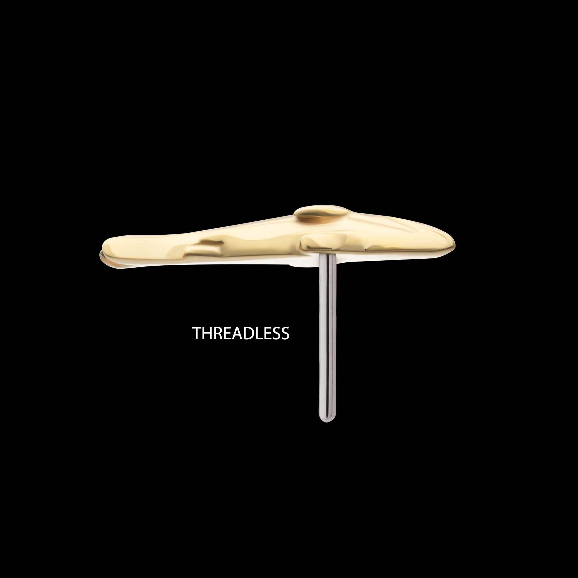 2D Shark Flatback Stud Earring / Nosering - 14Kt Yellow Gold