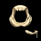 Casted Shark Jaws Flatback Stud Earring / Nosering - 14Kt Yellow Gold
