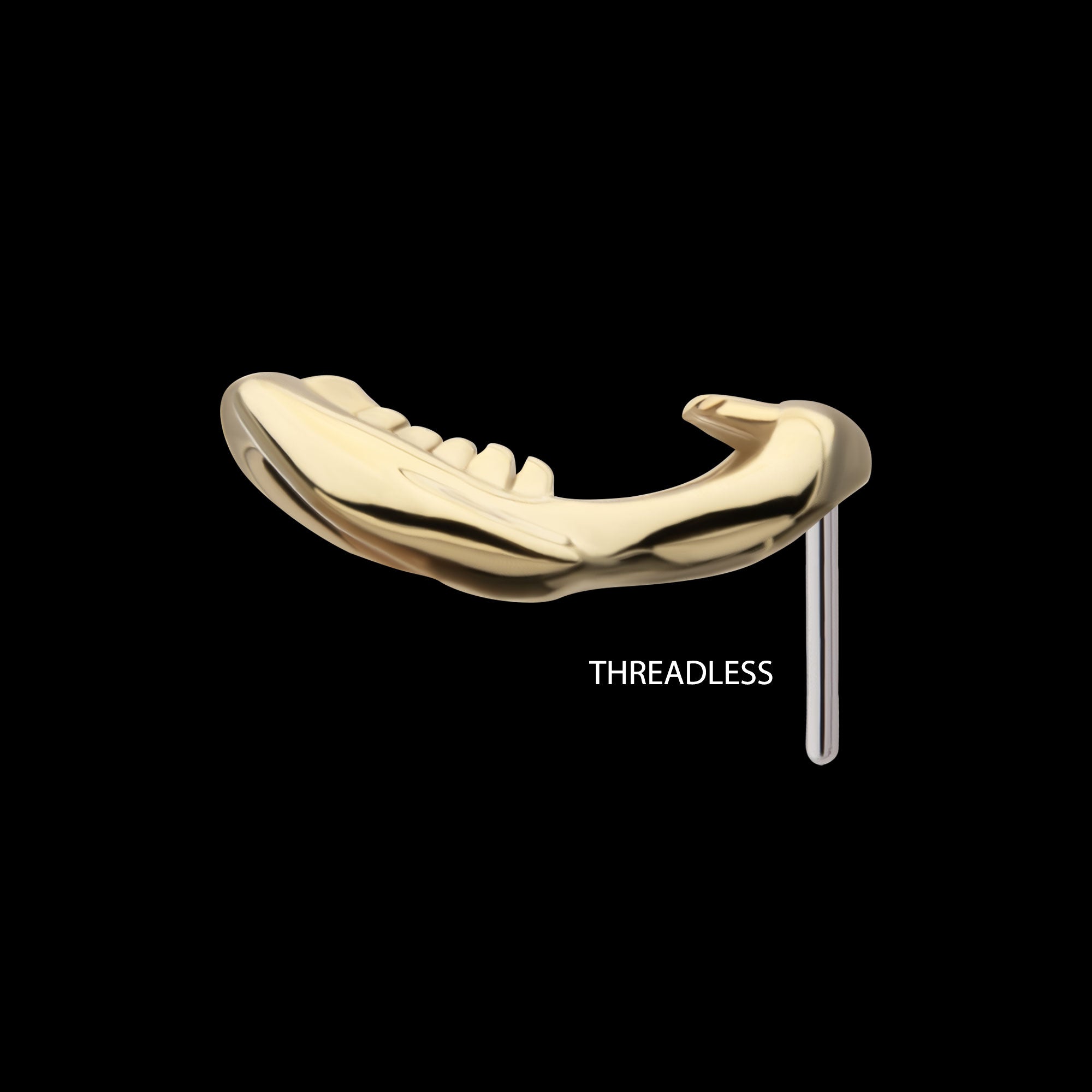 Casted Shark Jaws Flatback Stud Earring / Nosering - 14Kt Yellow Gold