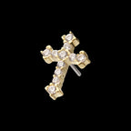 Antique Cross with Prong Set Gem Flatback Stud Earring / Nosering - Gem in 14Kt Yellow Gold