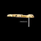 Pave Gem Snake Flatback Stud Earring / Nosering - Gem in 14Kt Yellow Gold