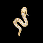 Pave Gem Snake Flatback Stud Earring / Nosering - Gem in 14Kt Yellow Gold