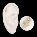 Pave Gem Snake Flatback Stud Earring / Nosering - Gem in 14Kt Yellow Gold