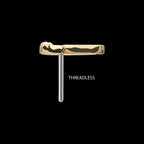 Open Heart with Crown Flatback Stud Earring / Nosering - 14Kt Yellow Gold
