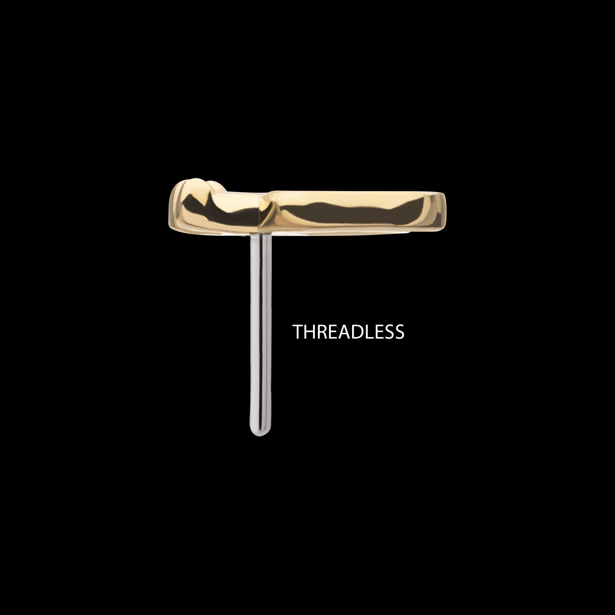 Open Heart with Crown Flatback Stud Earring / Nosering - 14Kt Yellow Gold