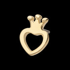 Open Heart with Crown Flatback Stud Earring / Nosering - 14Kt Yellow Gold