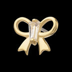 Cut Out Bow with Prong Set Baguette Gem Flatback Stud Earring / Nosering - Gem in 14Kt Yellow Gold