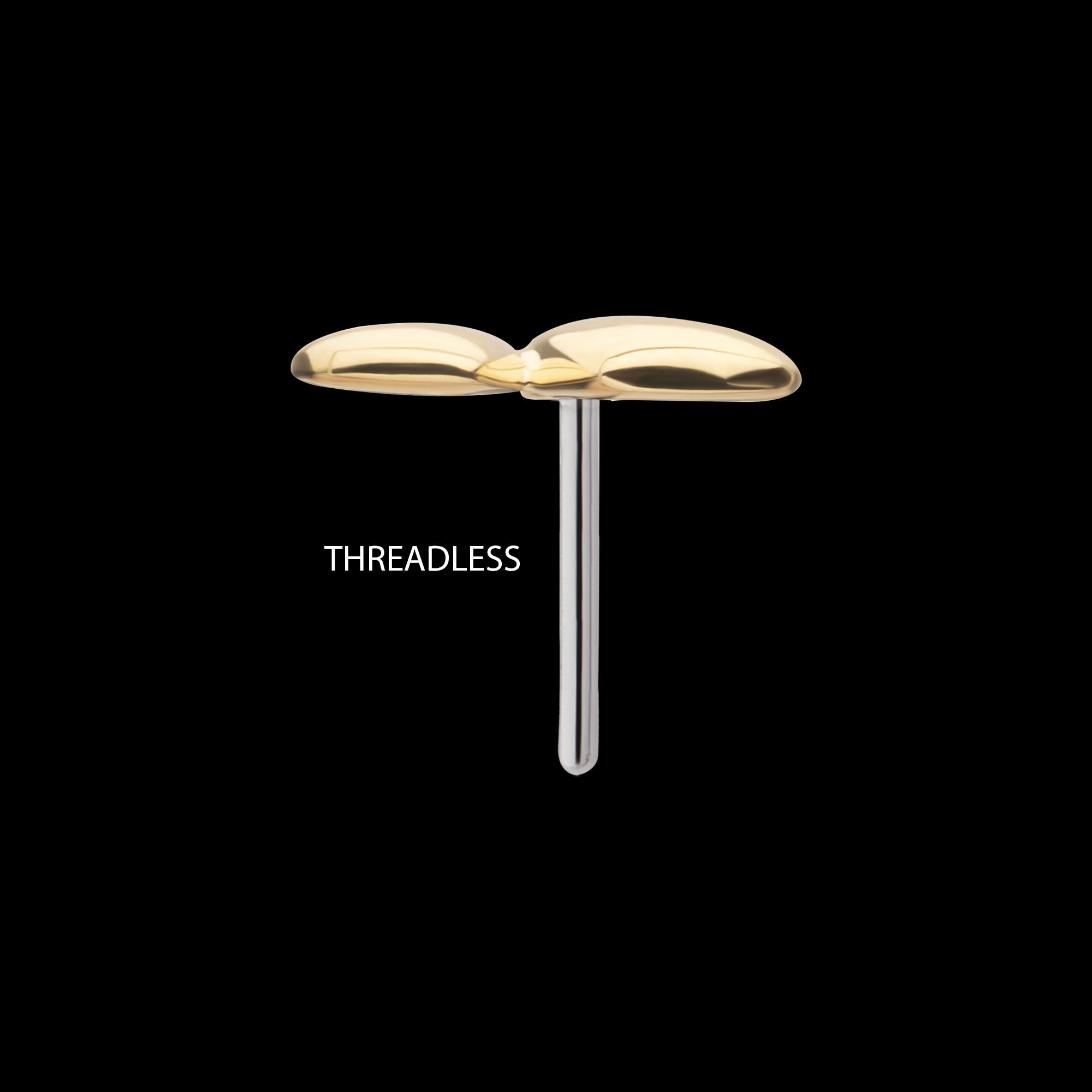 Double Puffy Heart Flatback Stud Earring / Nosering - 14Kt Yellow Gold