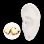 Double Puffy Heart Flatback Stud Earring / Nosering - 14Kt Yellow Gold