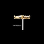 Prong Set Teardrop & Triple Round Gem Flatback Stud Earring / Nosering - Gem in 14Kt Gold