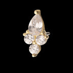 Prong Set Teardrop & Triple Round Gem Flatback Stud Earring / Nosering - Gem in 14Kt Gold