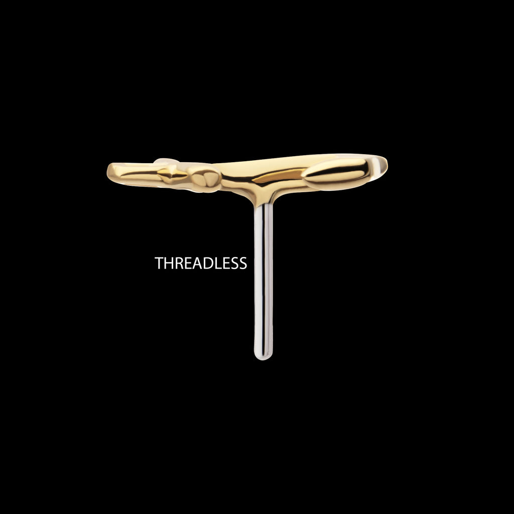 Anchor Flatback Stud Earring / Nosering - 14Kt Yellow Gold