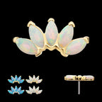 Fan Shape with 5-Cluster Marquise Prong Opal Flatback Stud Earring / Nosering - Opal in 14Kt Gold