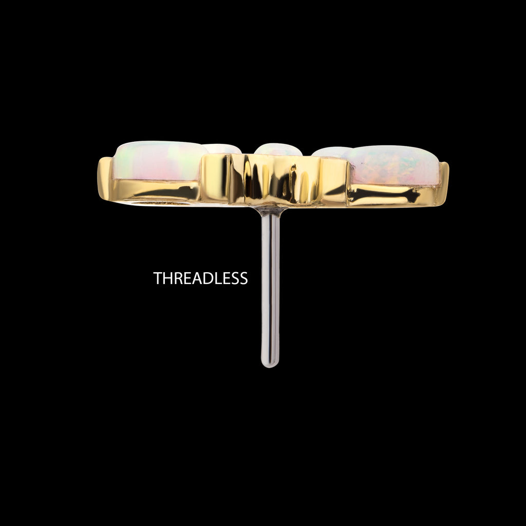 Fan Shape with 5-Cluster Marquise Prong Opal Flatback Stud Earring / Nosering - Opal in 14Kt Gold