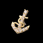 Pave Gem Anchor Flatback Stud Earring / Nosering - Gem in 14Kt Yellow Gold