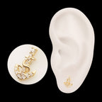 Pave Gem Anchor Flatback Stud Earring / Nosering - Gem in 14Kt Yellow Gold
