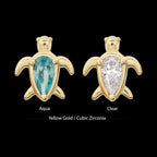 3-Prong Teardrop Gem Turtle Threadless Earring / Nosering – 14Kt Yellow Gold
