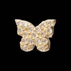 Butterfly with Pave Gem Flatback Stud Earring / Nosering - Gem in 14Kt Yellow Gold