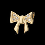 Bow with Pave Gem Flatback Stud Earring / Nosering - Gem in 14Kt Yellow Gold