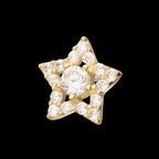 Cut Out Star with Pave Gem Flatback Stud Earring / Nosering - Gem in 14Kt Yellow Gold