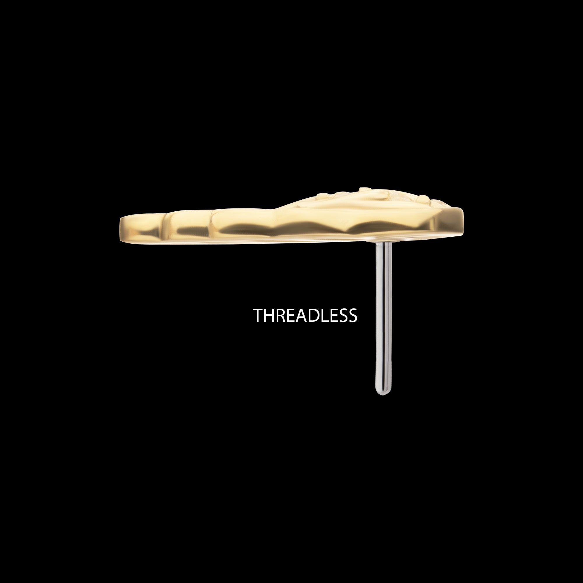 Angel Wing with Pave Gem (Left Ear) Flatback Stud Earring / Nosering - Gem in 14Kt Gold