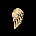 Angel Wing with Pave Gem (Left Ear) Flatback Stud Earring / Nosering - Gem in 14Kt Gold