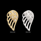 Angel Wing with Pave Gem (Right Ear) Flatback Stud Earring / Nosering - Gem in 14Kt Gold