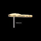 Angel Wing with Pave Gem (Right Ear) Flatback Stud Earring / Nosering - Gem in 14Kt Gold