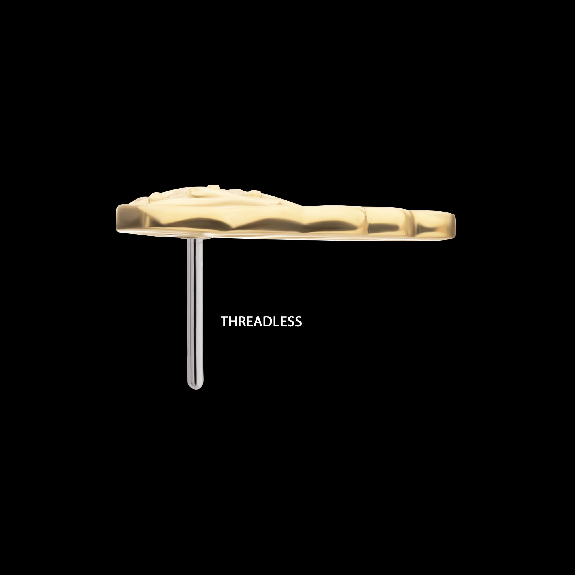 Angel Wing with Pave Gem (Right Ear) Flatback Stud Earring / Nosering - Gem in 14Kt Gold