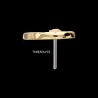 Aqua CZ Gem Snaill Flatback Stud Earring / Nosering - CZ in 14Kt Yellow Gold