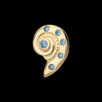 Aqua CZ Gem Snaill Flatback Stud Earring / Nosering - CZ in 14Kt Yellow Gold