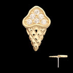 6 Pave Set Gem Ice Cream Flatback Stud Earring / Nosering - Gem in 14Kt Yellow Gold