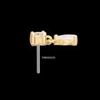 Prong Set Round Gem with Teardrop Dangle Flatback Stud Earring / Nosering - Gem in 14Kt Gold