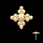 Tri-bead Flower Flatback Stud Earring / Nosering - 14Kt Yellow Gold